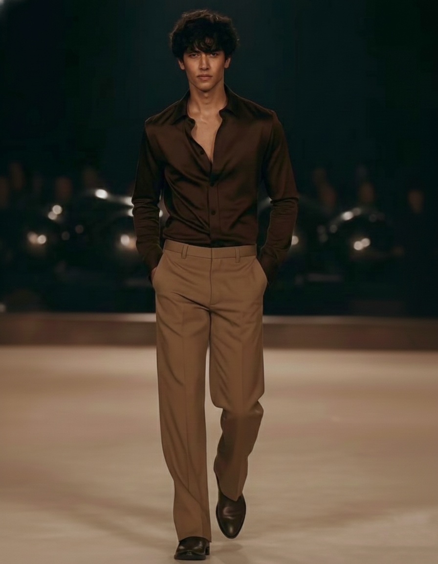 Quiet confidence in espresso and camel.